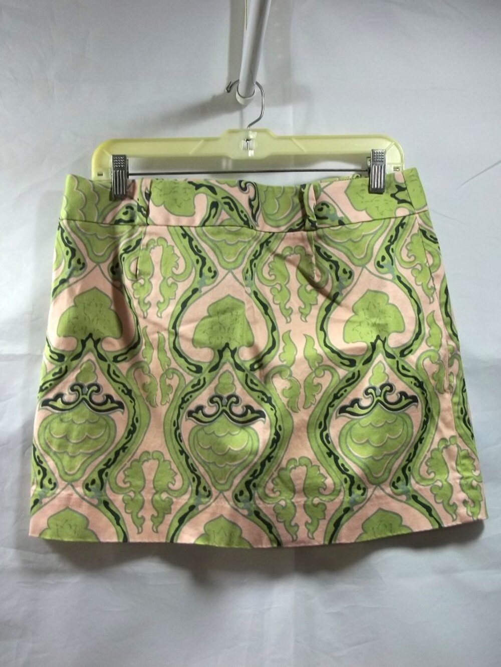 J. Crew Factory Womens Skirt Size 10 Partial Zipper Pockets Geometric Green Pink - Picture 2 of 6